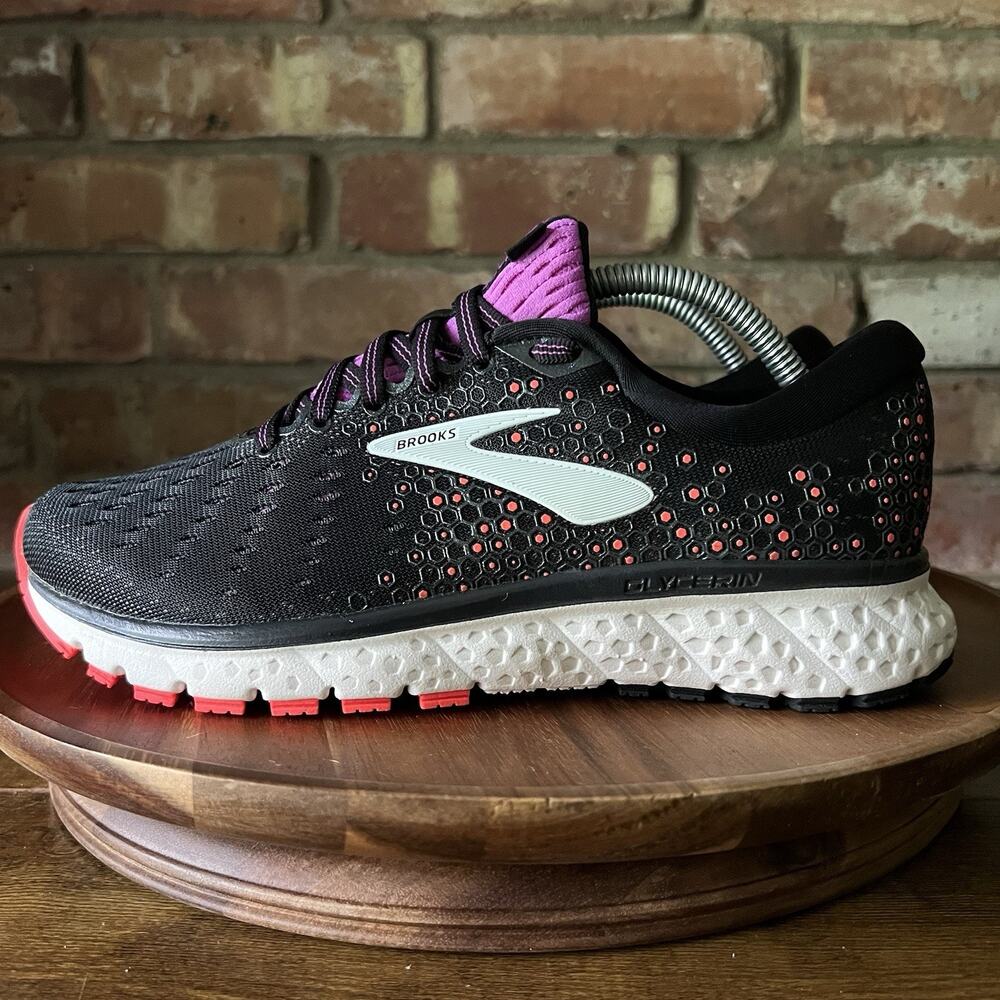 Brooks Glycerin 17 Cushion Black Fiery Coral Running Shoes Sneakers Womens 7 W